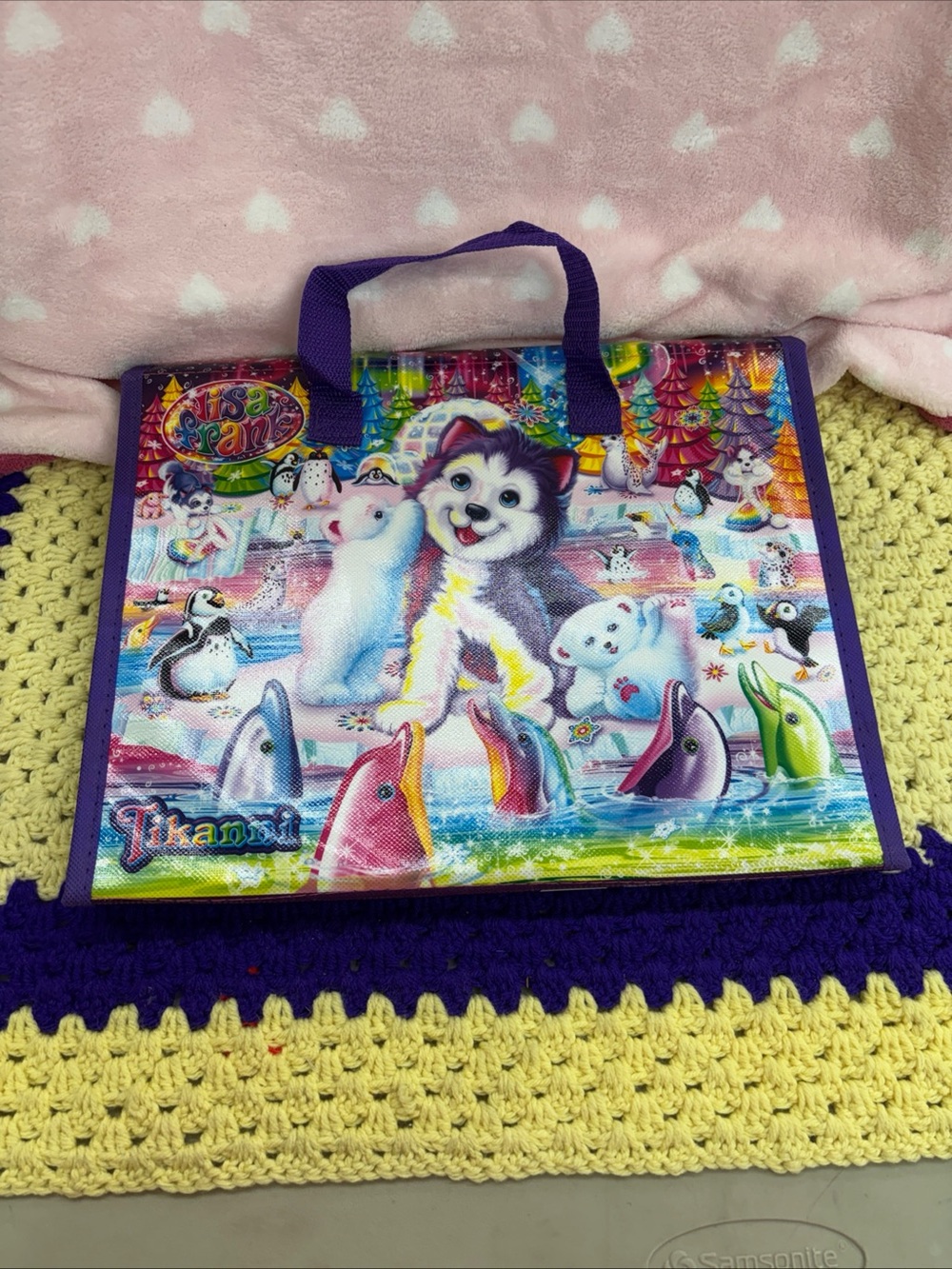 Lisa frank husky trifold portfolio